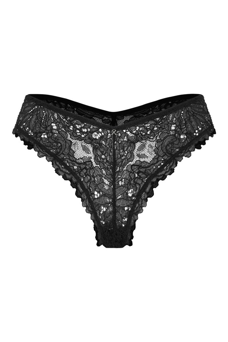 Romantic Corded Lace Brazilian Panties, Alternate, color, BLACK CAVIAR