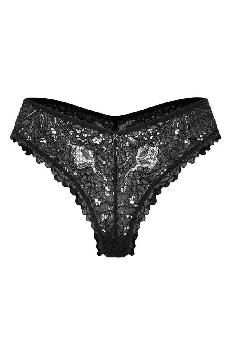 SAVAGE X FENTY Romantic Corded Lace Brazilian Panties, Alternate, color, Black Caviar