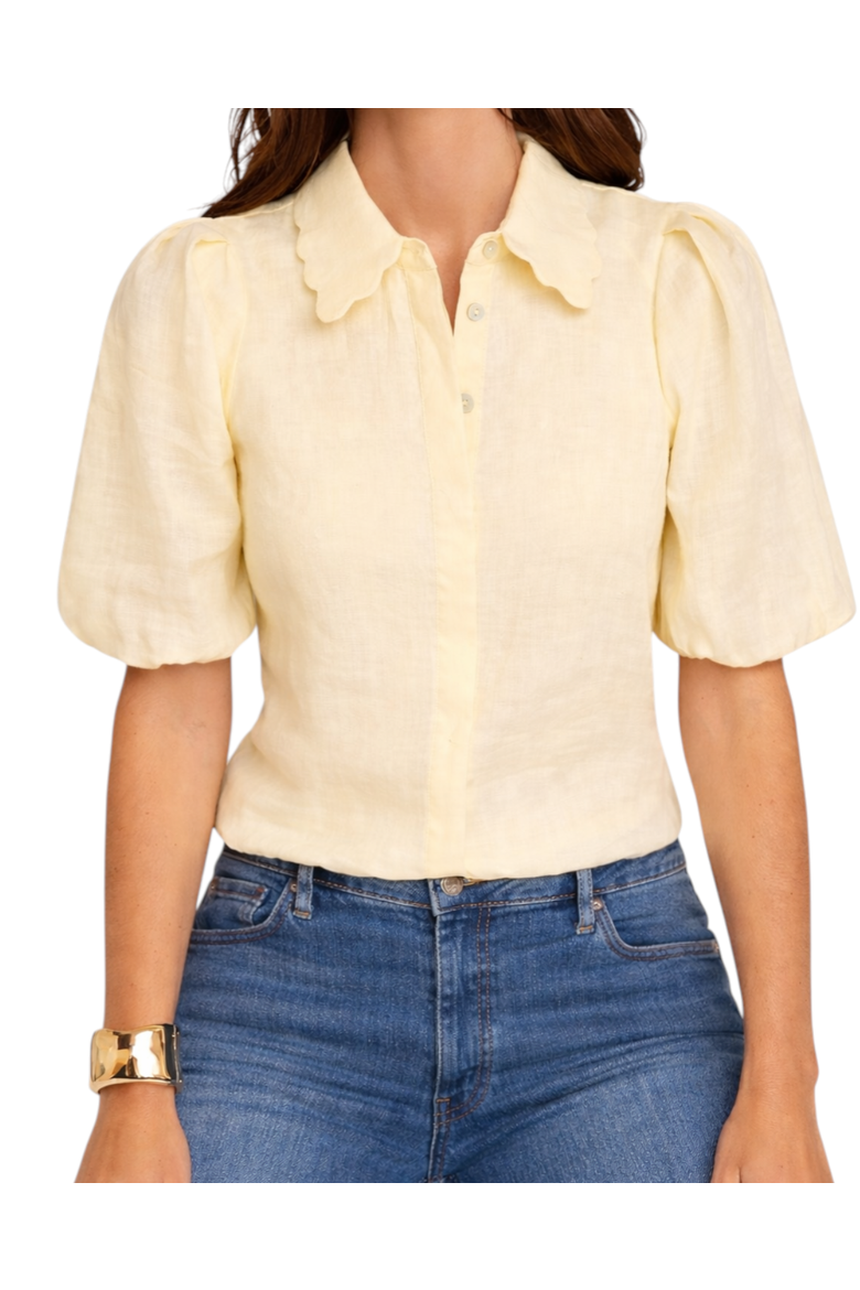 Puff Sleeve Shirt With A Collar, Main, color, Yellow