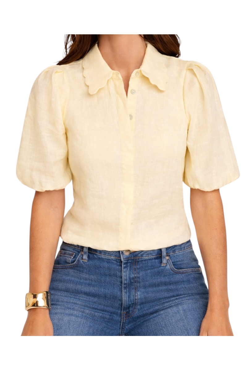 MINT VELVET Puff Sleeve Shirt With A Collar, Main, color, Yellow