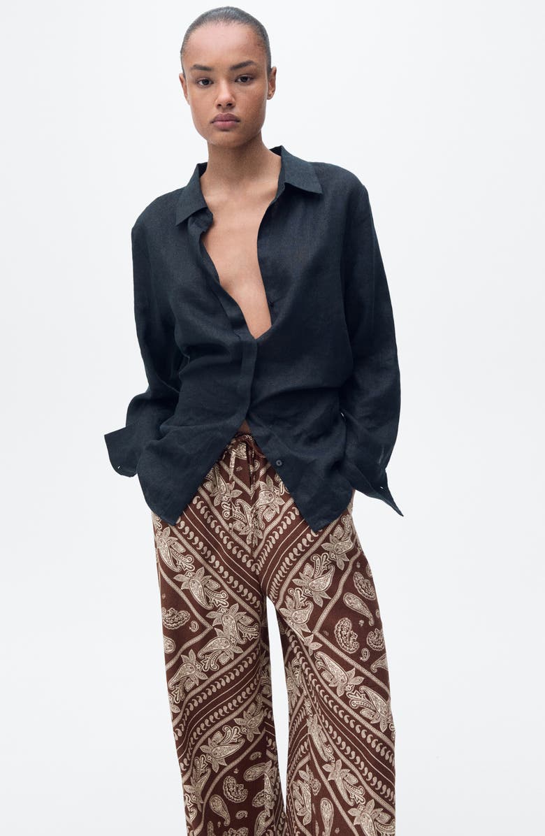MANGO Paisley Print Wide Leg Pants, Alternate, color, 