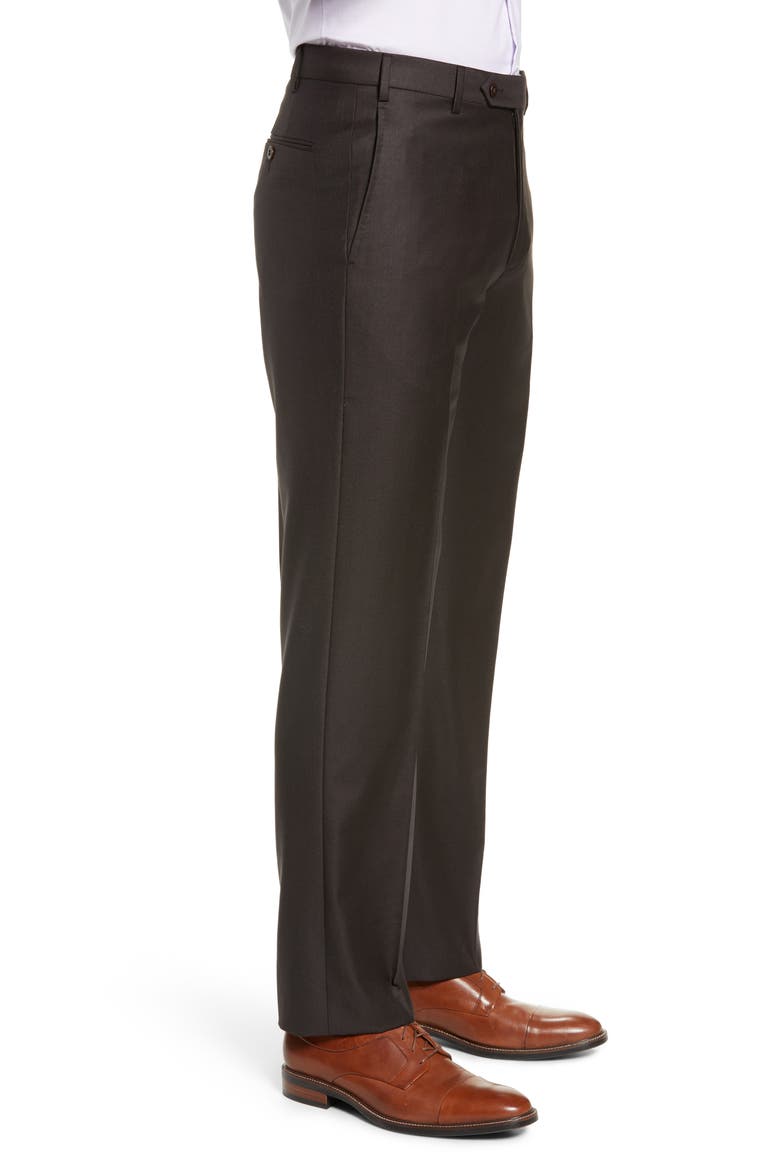 Todd Relaxed Fit Flat Front Solid Wool Dress Pants, Alternate, color, DK BROWN 2
