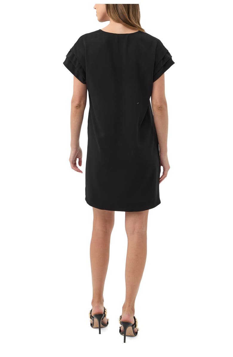 Trina Turk Sadora V-Neck Pleated Sleeve Dress, Alternate, color, Black