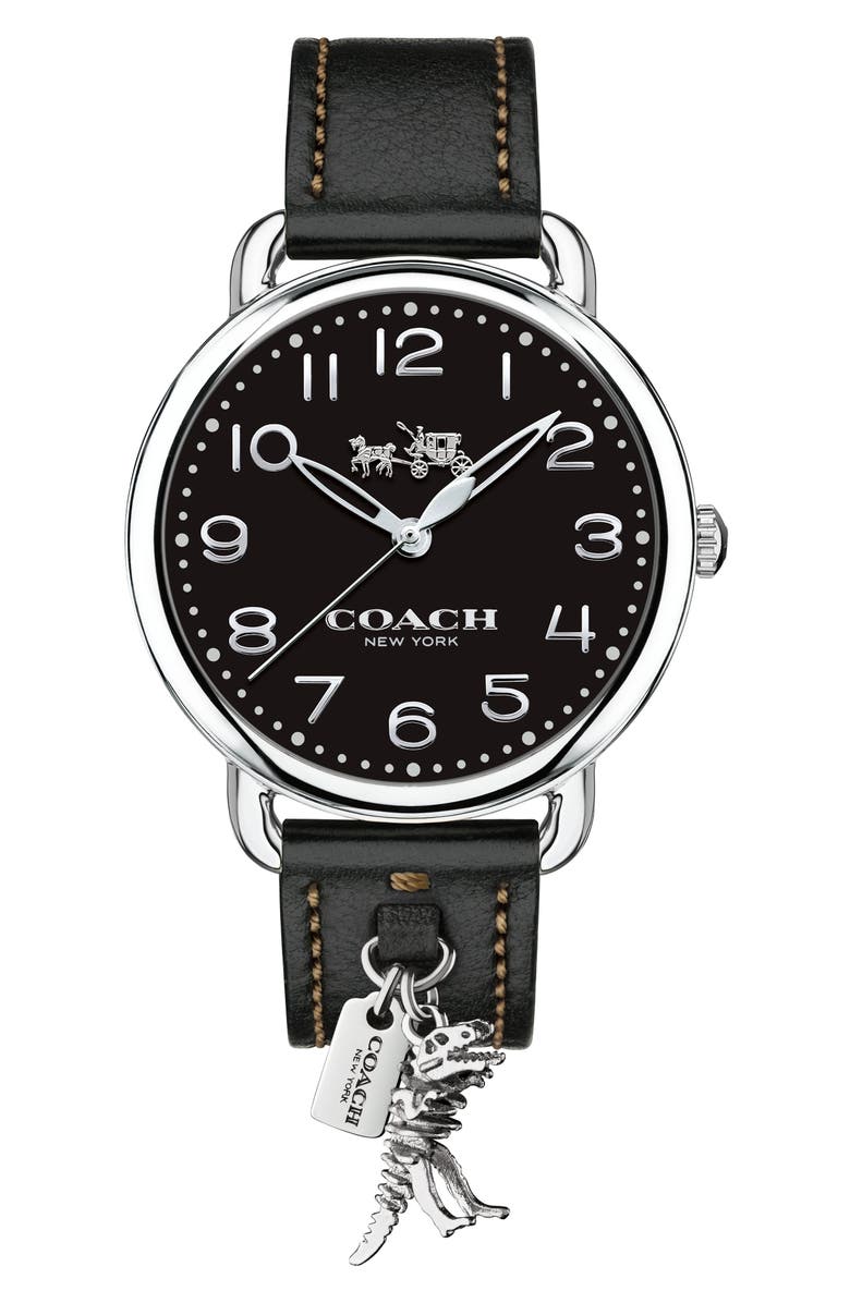 COACH Delancey Leather Strap Watch, 36mm, Main, color, 