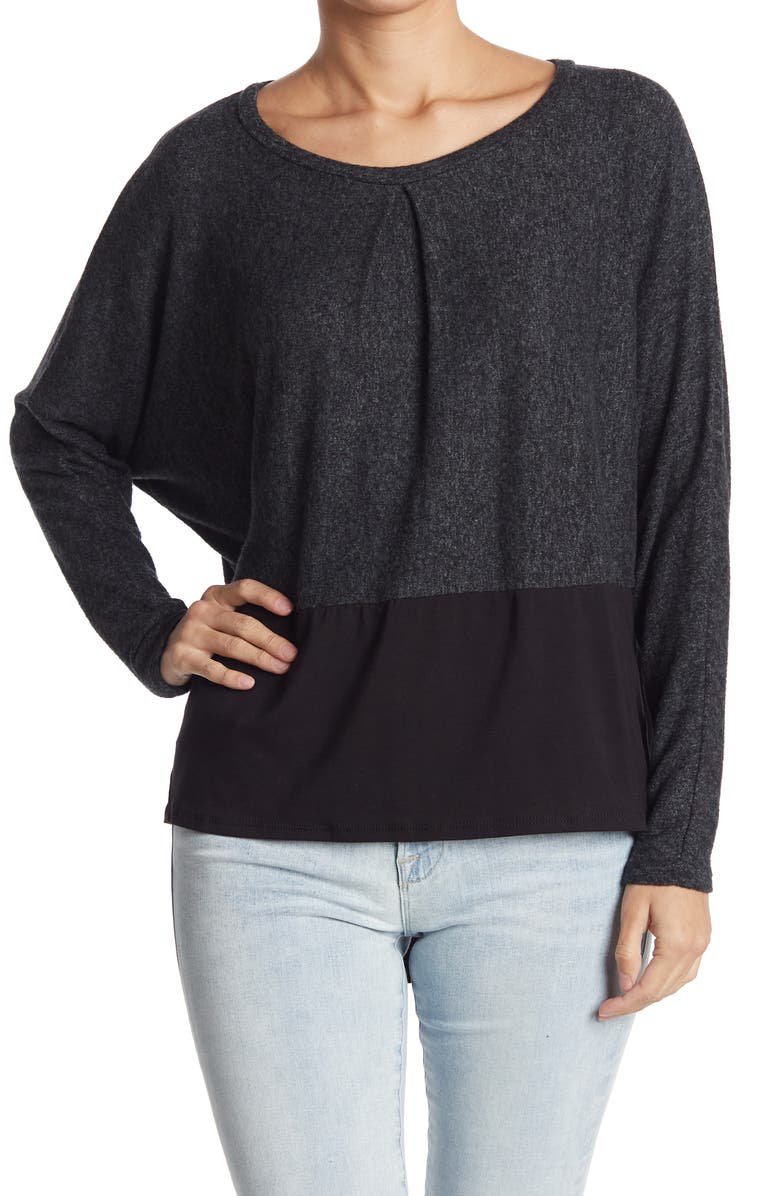 GO COUTURE Contrast Hem Top, Main, color, Charcoal