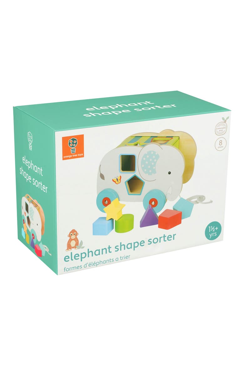 Elephant Pull Along Shape Sorter Toy, Alternate, color, GREY