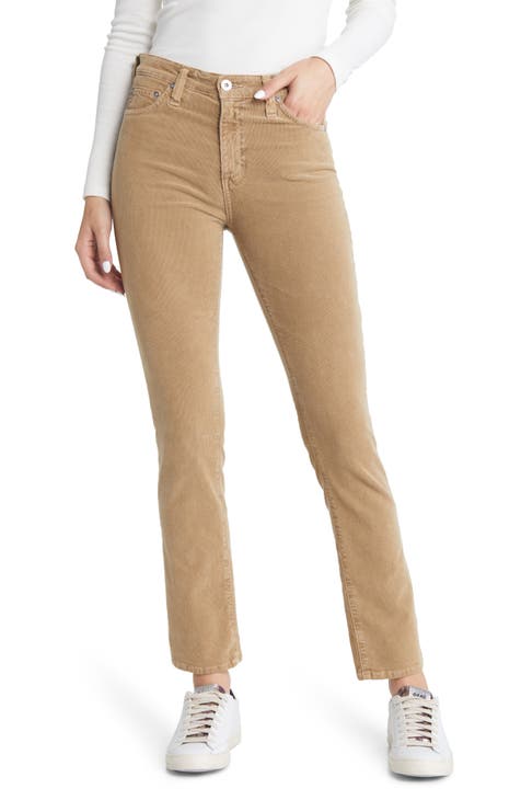 Mari High Waist Slim Ankle Straight Leg Corduroy Pants