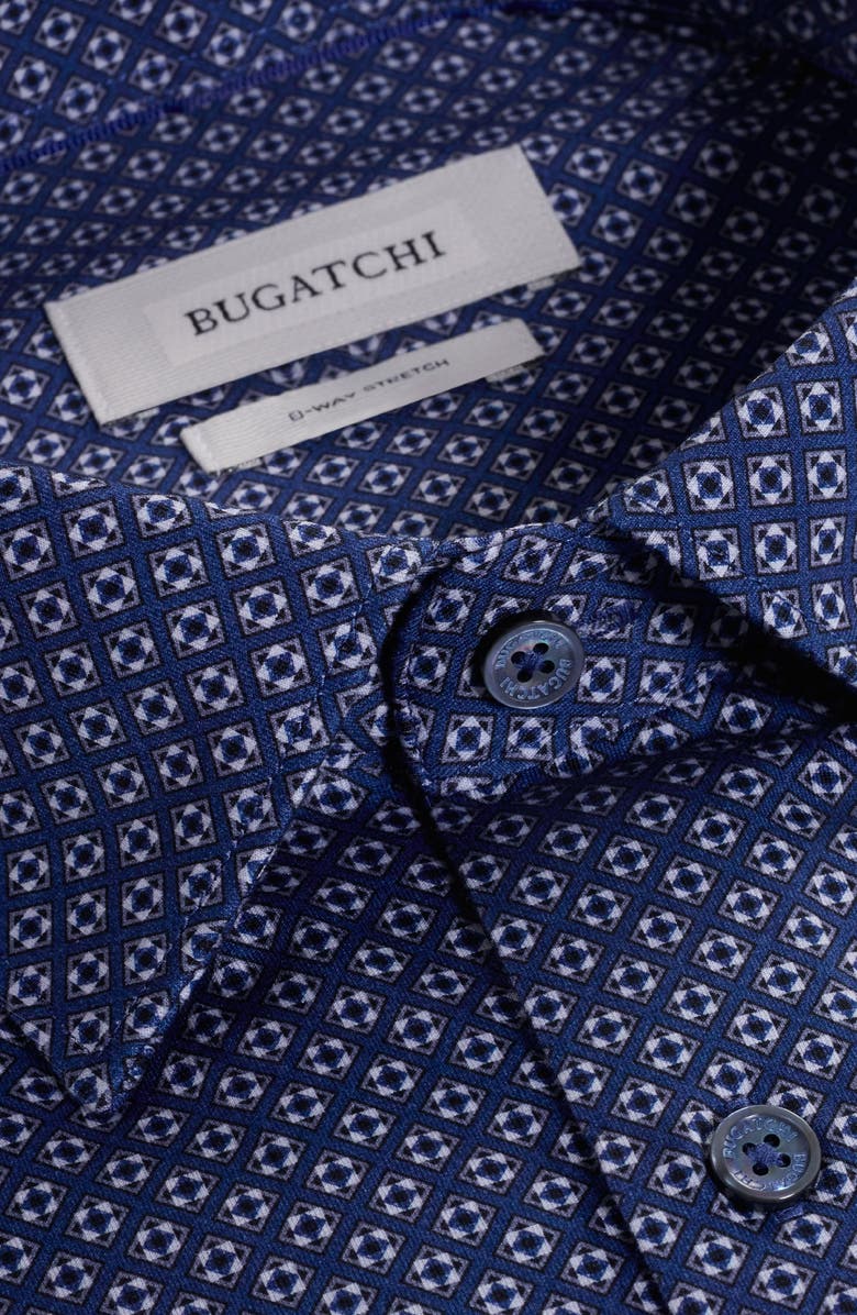 Bugatchi Jules OoohCotton<sup
®</sup
Geo Print Button-Down Shirt, Alternate, color, Navy