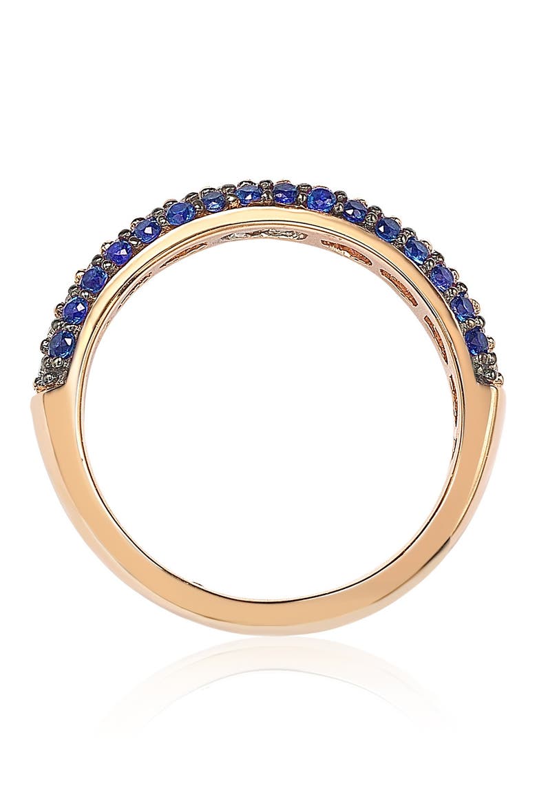 Rose-Tone 3-Row Pave CZ Eternity Band Ring, Alternate, color, BLUE