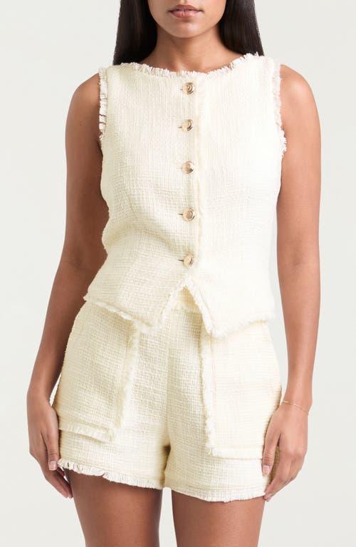 Shop Cinq À Sept Camen Cotton Bouclé Vest In Gardenia