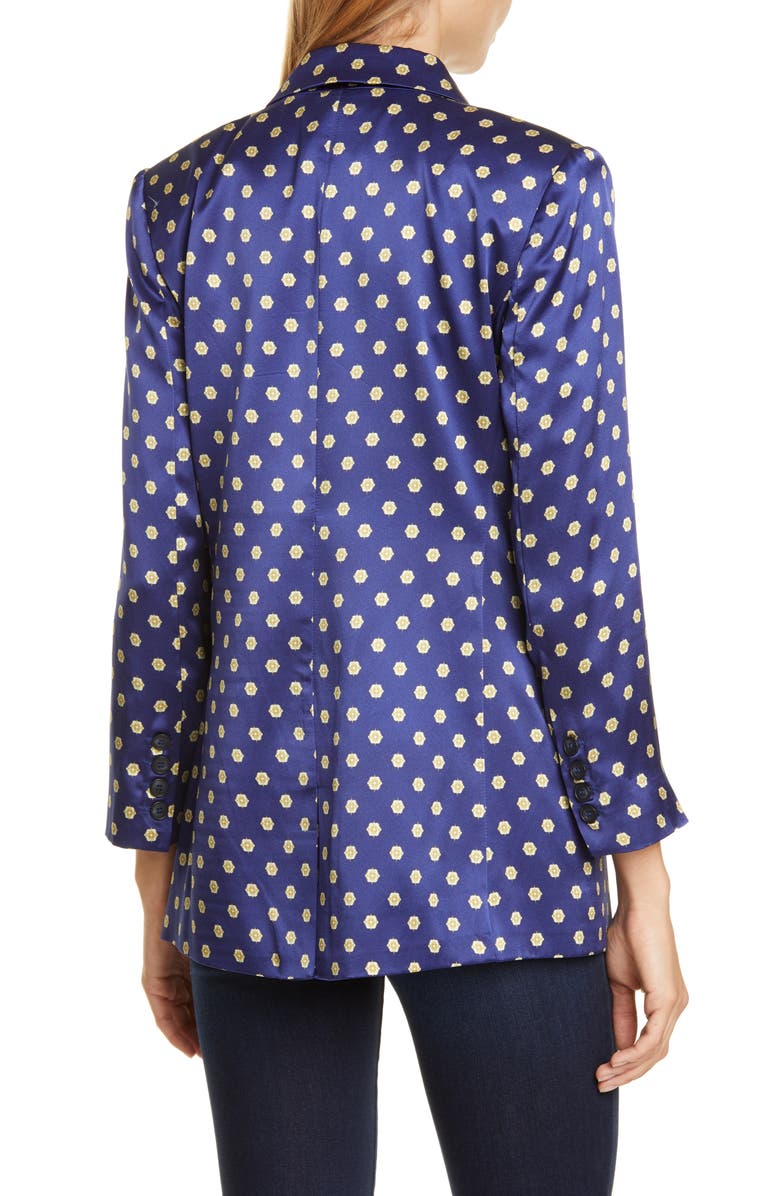 L'AGENCE Taryn Print Silk Satin Double Breasted Blazer, Alternate, color, 