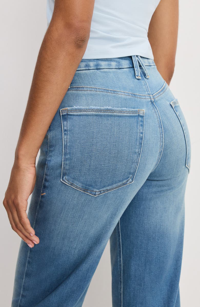 Good American Soft-Tech Good True Relaxed Straight Leg Jeans, Alternate, color, Indigo1125