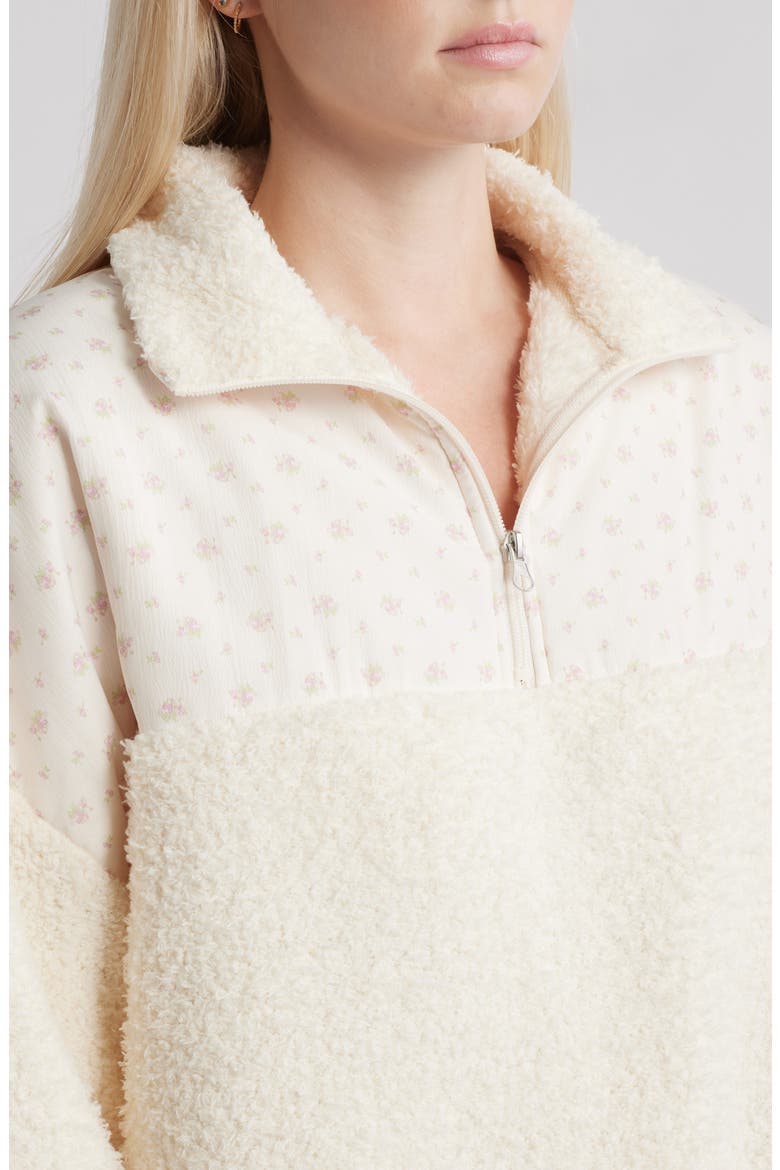 Garden Confetti Half Zip Fleece Sweatshirt, Alternate, color, CREAM