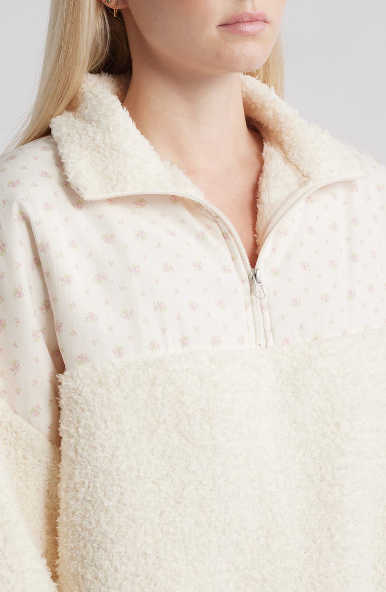 HAPPY CAMP3R Garden Confetti Half Zip Fleece Sweatshirt, Alternate, color, Cream