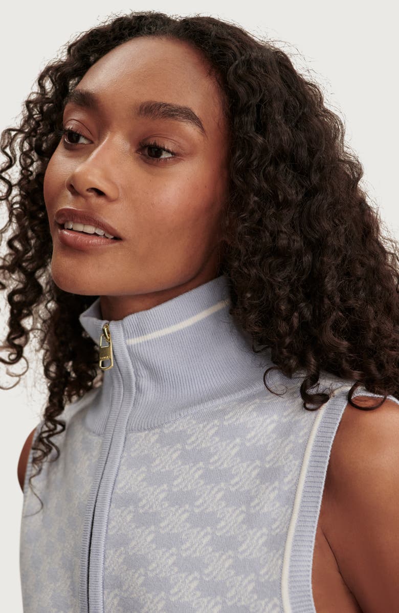 Varley Vincent Sleeveless Half Zip Jacquard Sweater, Alternate, color, Xenon Blue / White