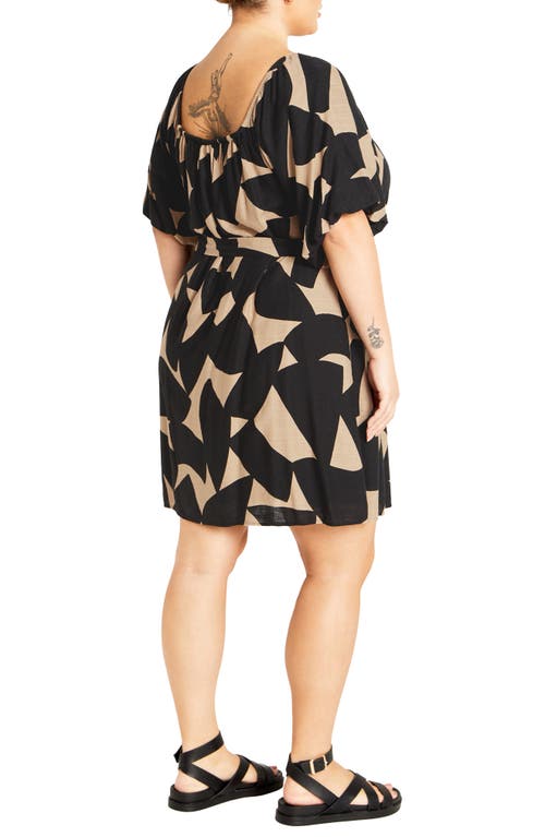 City Chic Midtown Print Minidress In Black
