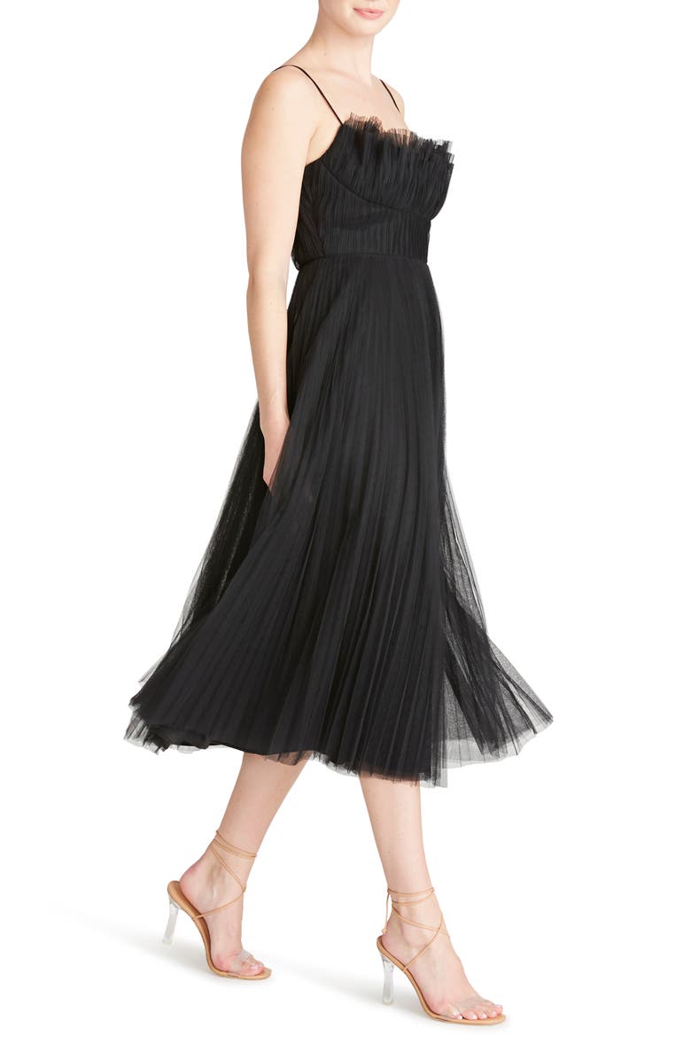 ML Monique Lhuillier Pleated Tulle A-Line Midi Dress, Alternate, color, 