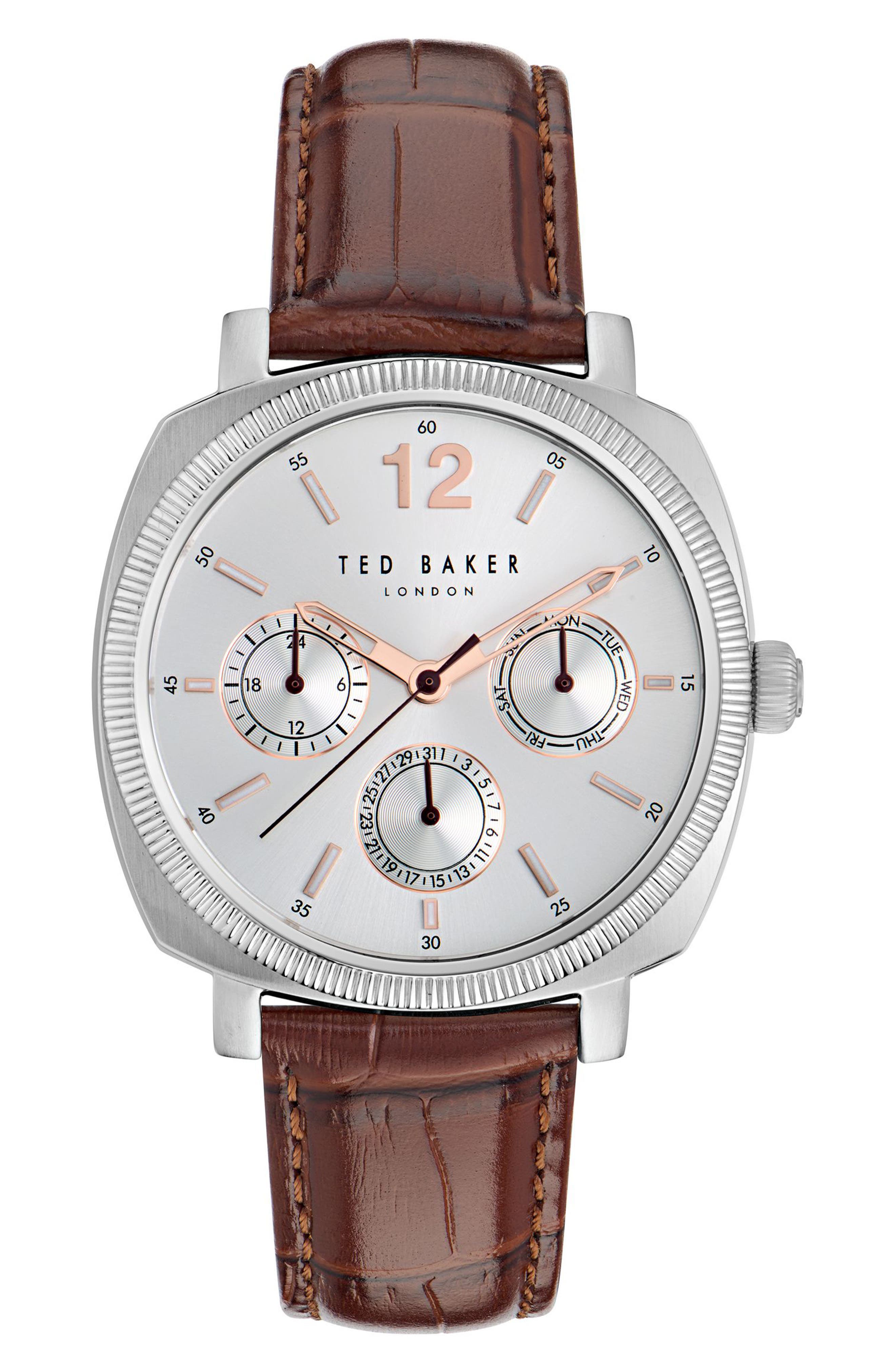 Ted Baker London Harryl Chronograph Leather Strap Watch, 42mm