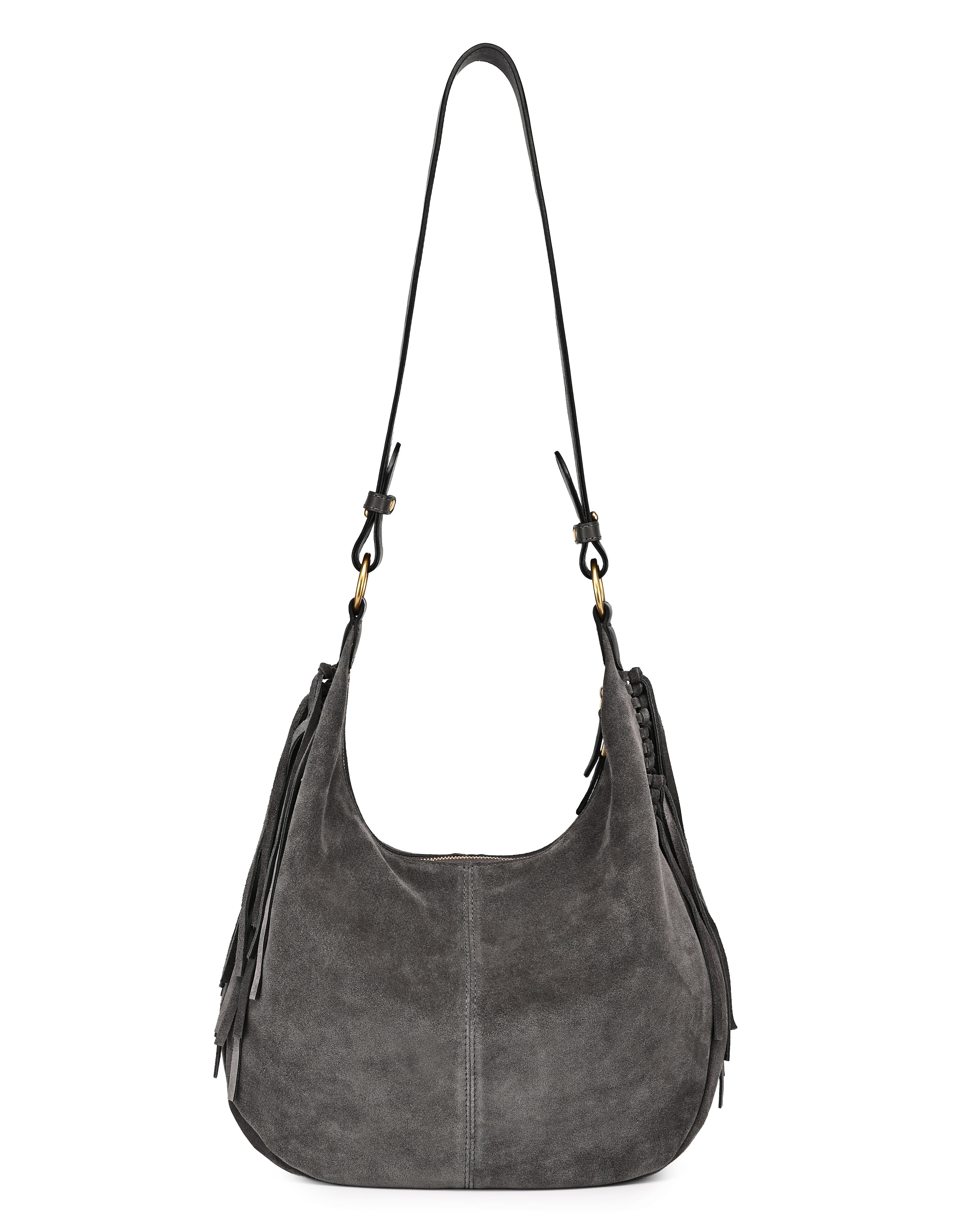 OLD TREND Hydrangea Genuine Leather Suede Heritage Shoulder Bag, Alternate, color, Slate