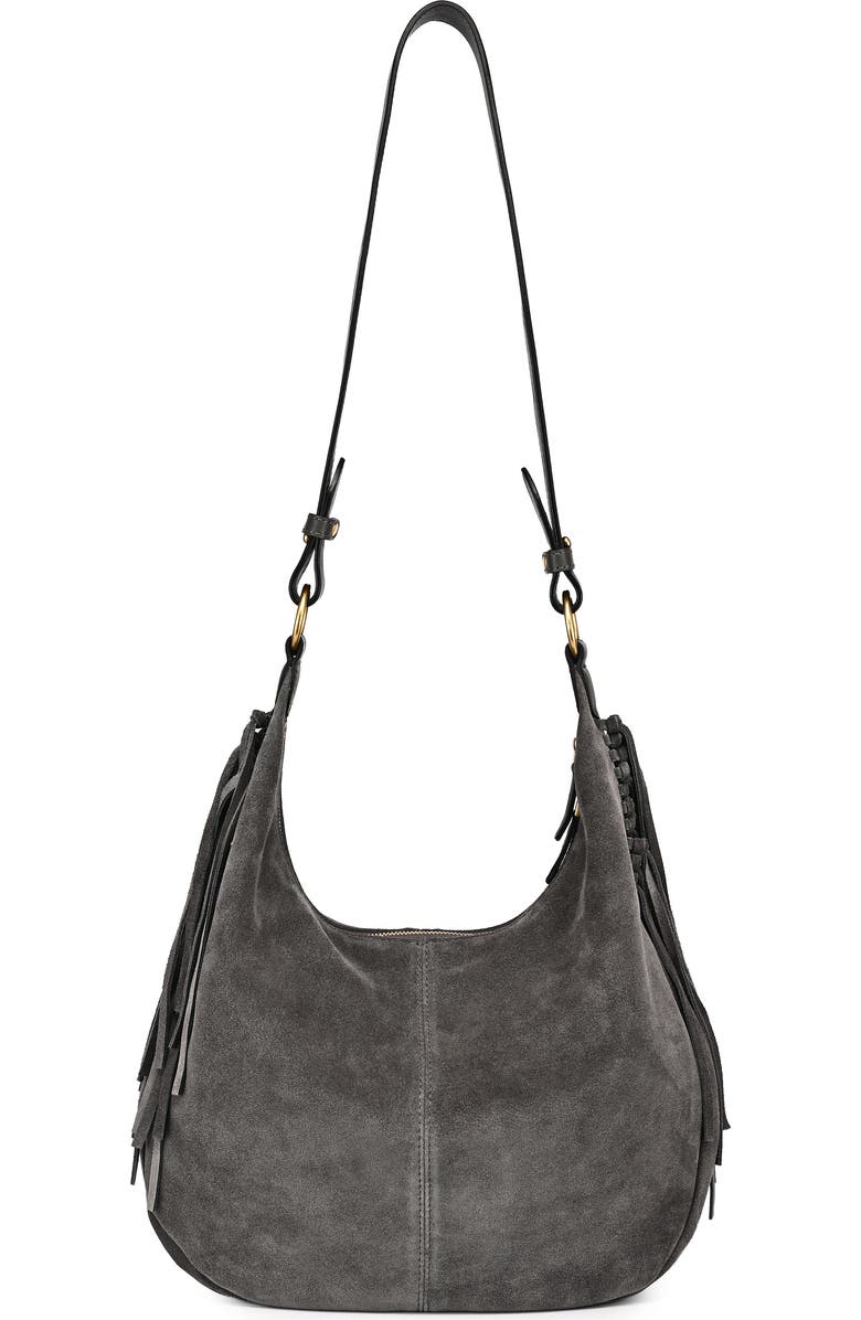 OLD TREND Hydrangea Genuine Leather Suede Heritage Shoulder Bag, Alternate, color, Slate