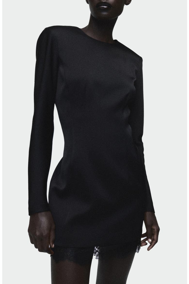 MANGO Lace Trim Open Back Long Sleeve Minidress (Women) | Nordstrom