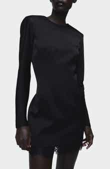 MANGO Lace Trim Open Back Long Sleeve Minidress