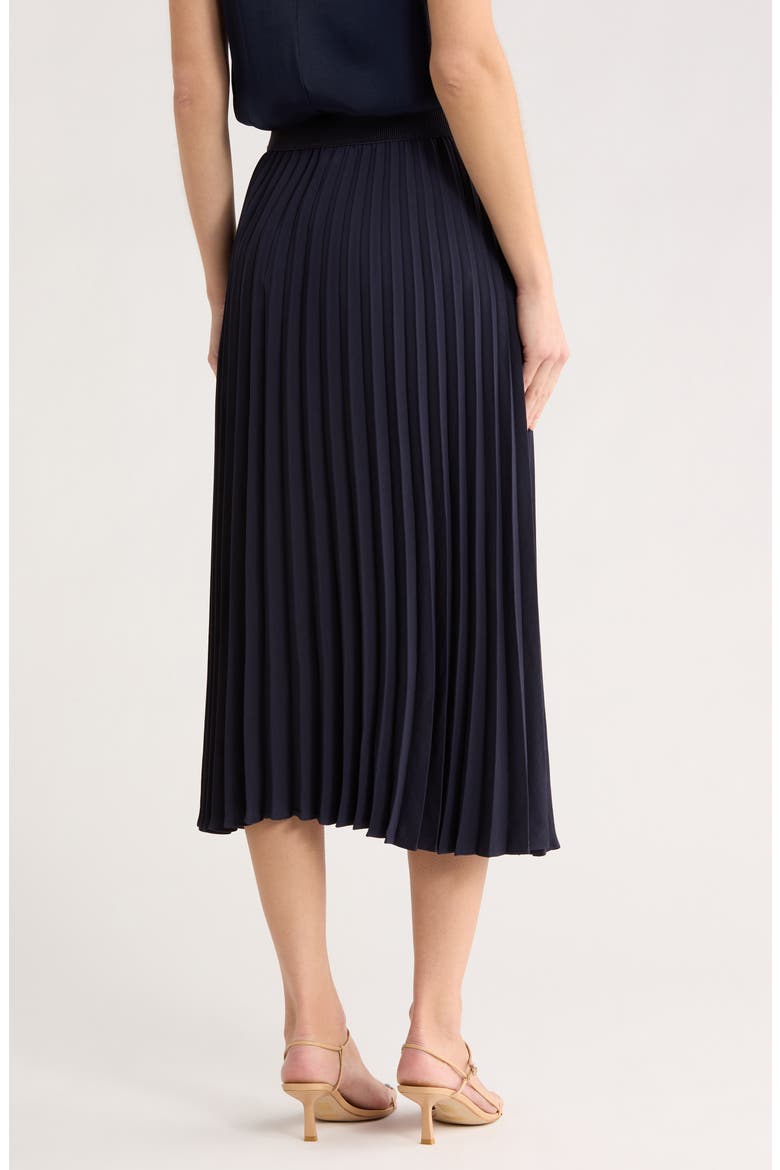 Pleated Midi Skirt, Alternate, color, NAVY NIGHT