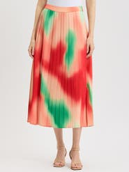 Misook Multi-Color Pleated Crepe Maxi Skirt