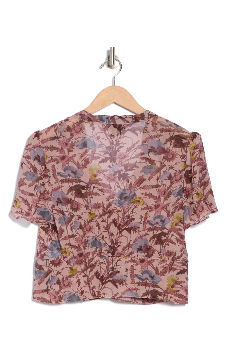 PAIGE Ayla Tie Neck Silk Top, Alternate, color, Dark Primrose Multi