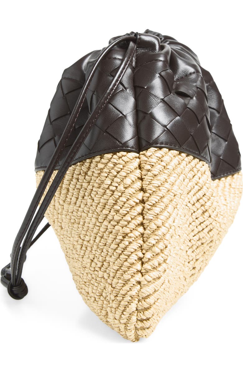Bottega Veneta Medium Dustbag Intrecciato Leather & Raffia Clutch, Alternate, color, 9943 Natural/ Espresso-G