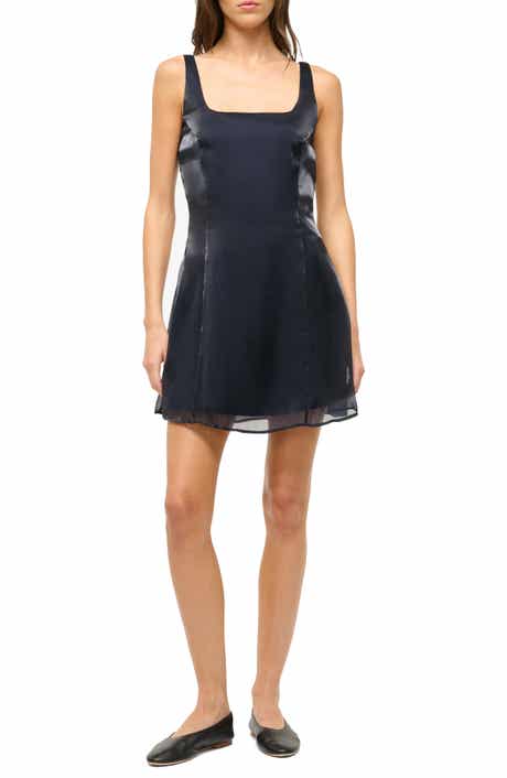 STAUD Livingston Square Neck Sleeveless Minidress