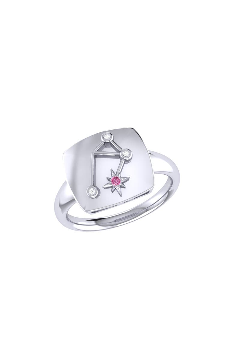 LuvMyJewelry Libra Pink Tourmaline & Diamond Signet Ring in Sterling Silver, Main, color, 