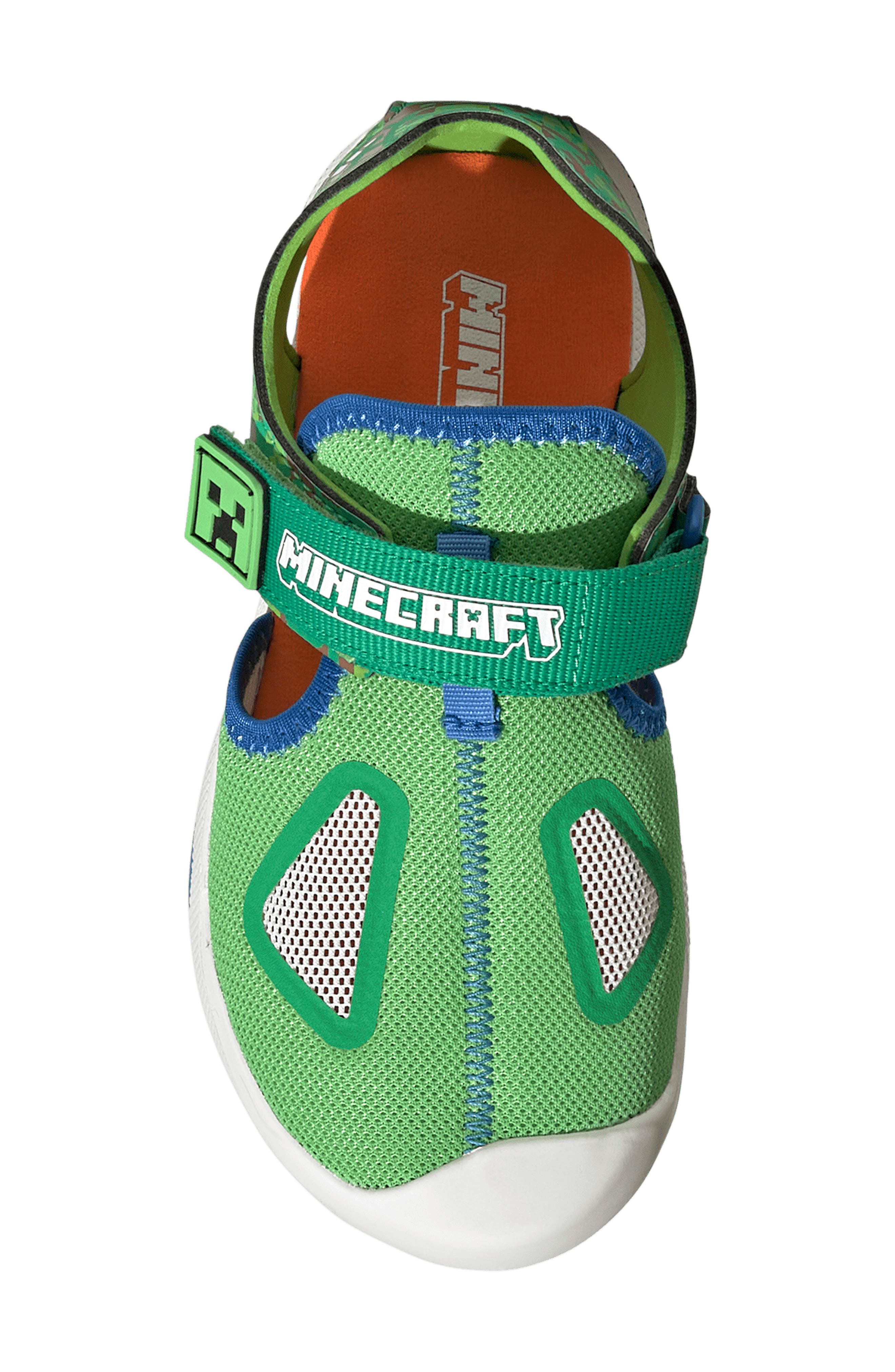 adidas x Minecraft Kids' Terrex Cap Toe Sandal, Alternate, color, Lucid Lime/ Ray Blue/ Orange
