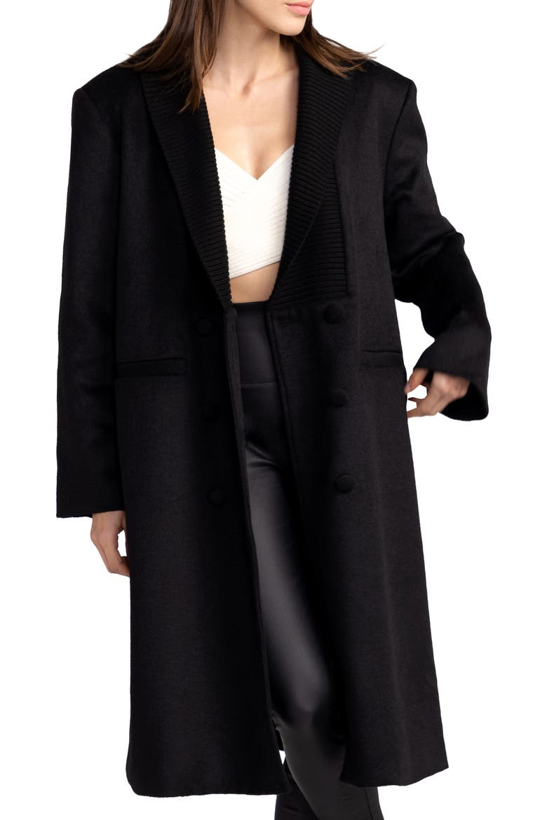 After Party Quilt Lined Wool Blend Coat, Alternate, color, BLACK
