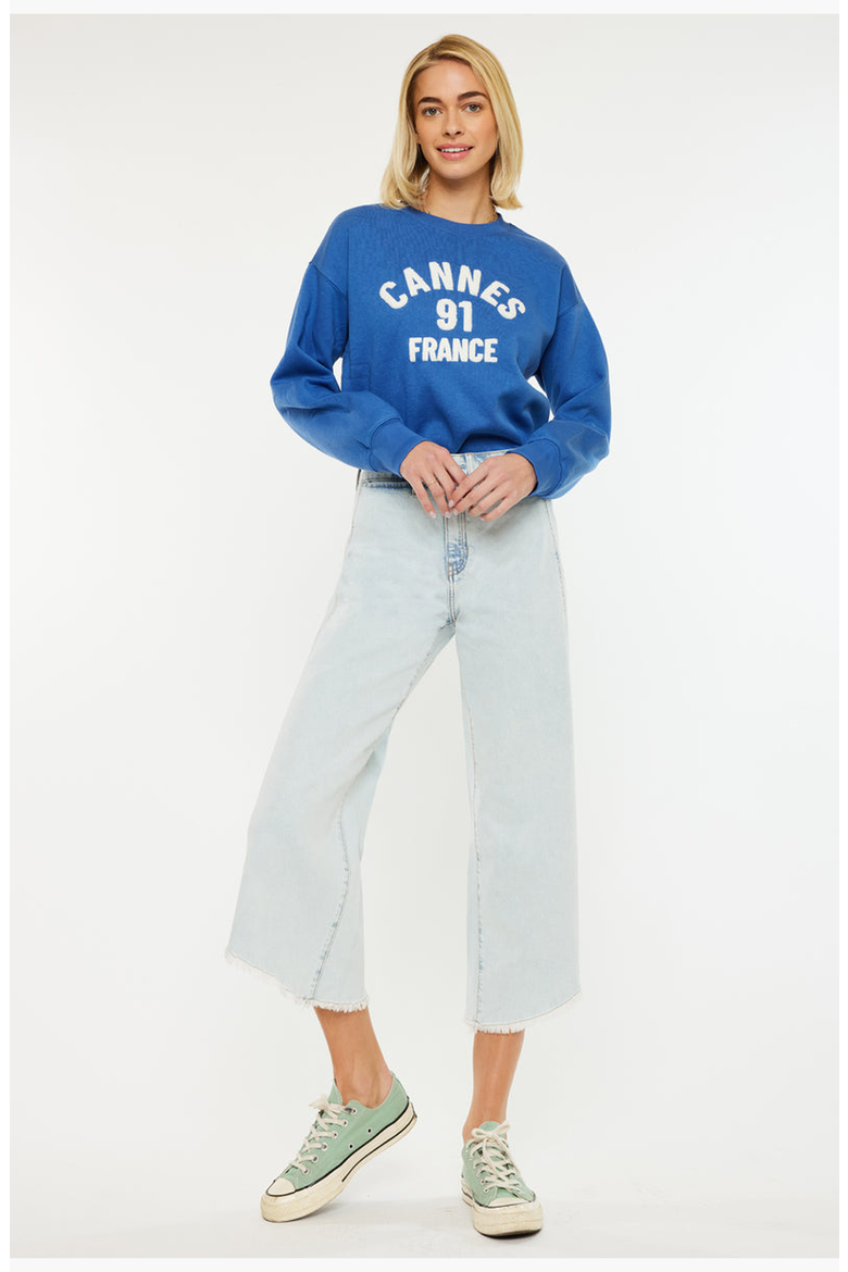 Arnie High Rise Cropped Gaucho Pants, Alternate, color, Light Wash