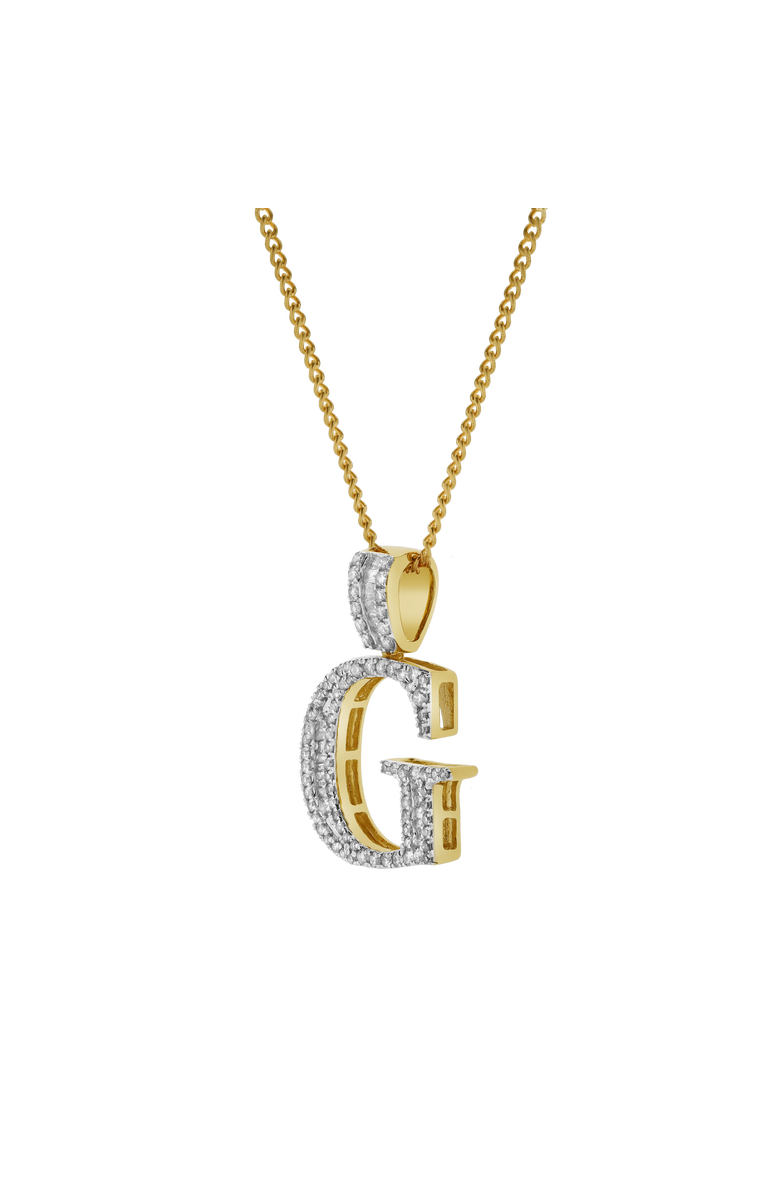 LuvMyJewelry G Initial Diamond Pendant 10K Yellow Gold - 0.64 Carats, Alternate, color,