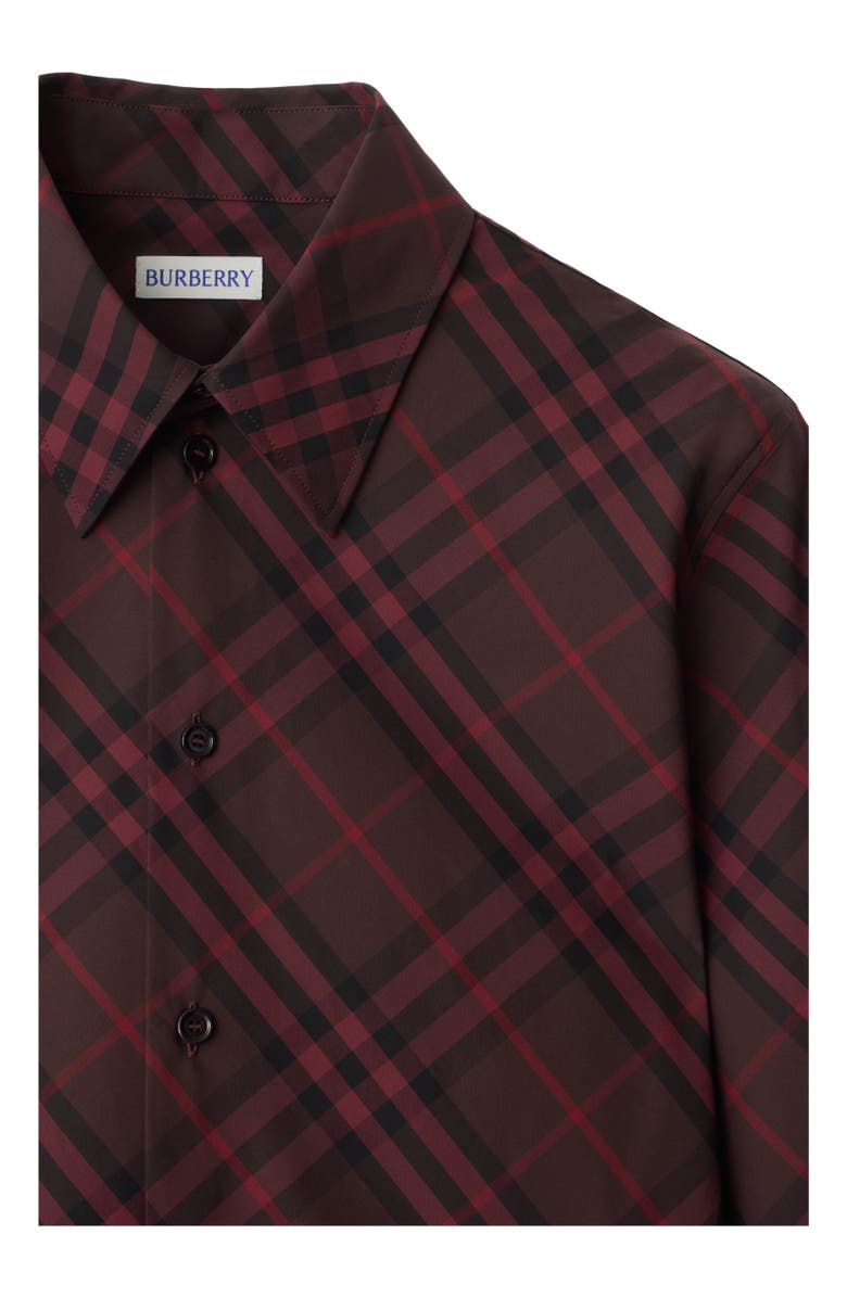 Burberry Slim Fit Check Cotton Shirt, Alternate, color, Wine Red