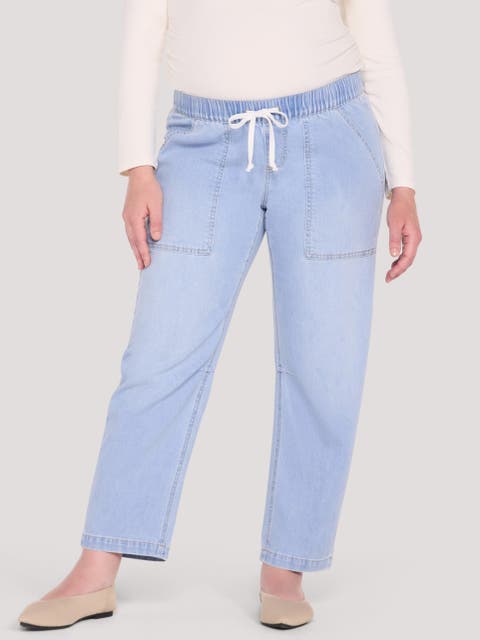 Pull-On Drawstring Barrel Jean