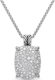 David Yurman Chatelaine Elongated Pendant Necklace in Sterling Silver with Diamonds