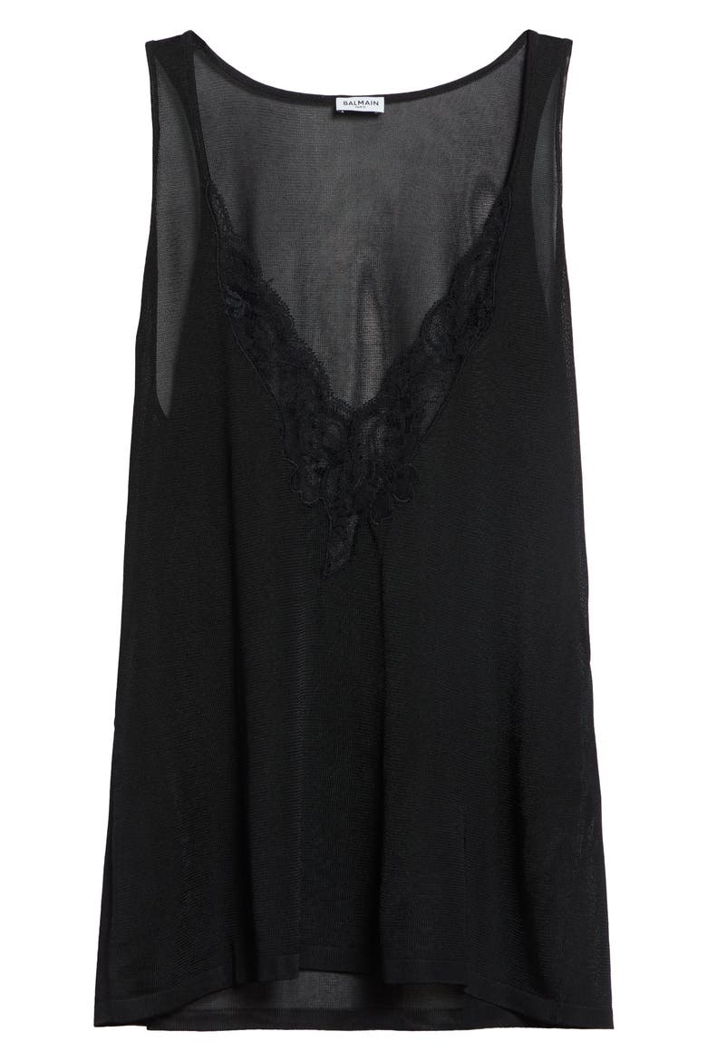 Lace Trim V-Neck Sweater Tank, Main, color, 0PA BLACK