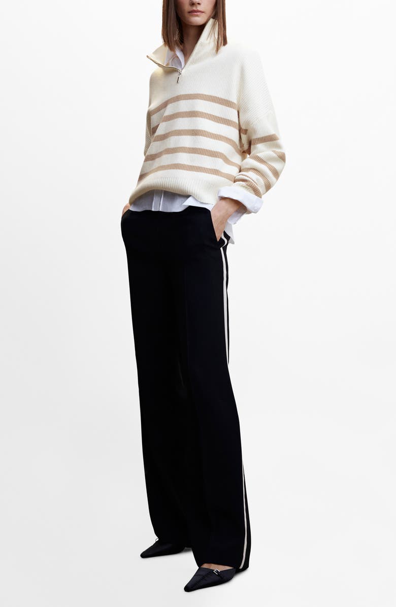 MANGO Stripe Quarter Zip Pullover Sweater, Alternate, color, 