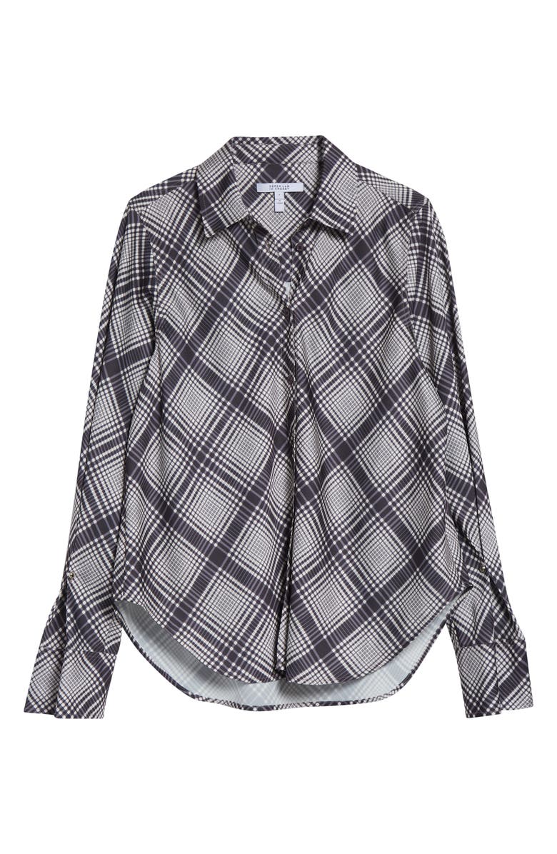 Derek Lam 10 Crosby Wesley Lattice Print Button-Up Shirt, Alternate, color, Black/ Shark/ Ecru