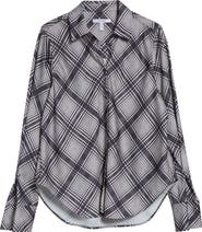 Derek Lam 10 Crosby Wesley Lattice Print Button-Up Shirt