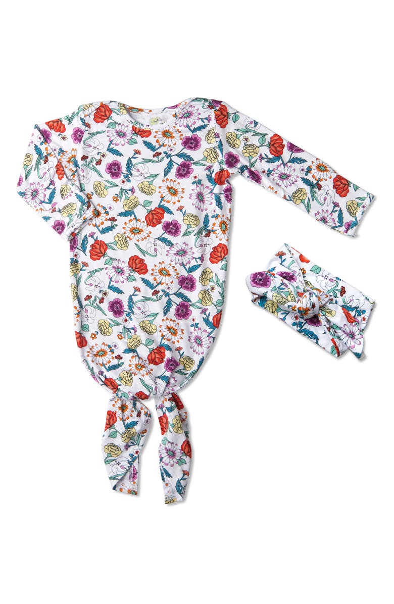 Everly Grey Baby Grey by Everly Grey Knotted Gown & Headband Set, Main, color, 