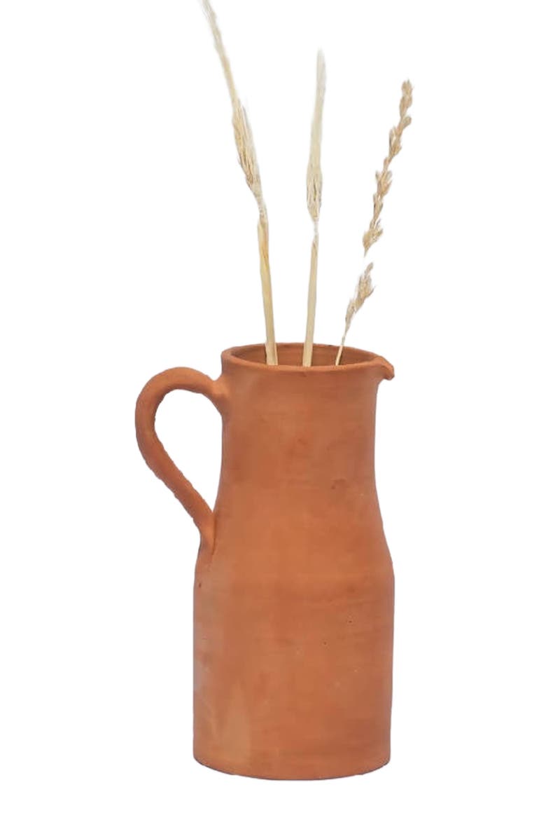 Artisanal Terracotta Pitcher with Handle, Main, color, Terracotta