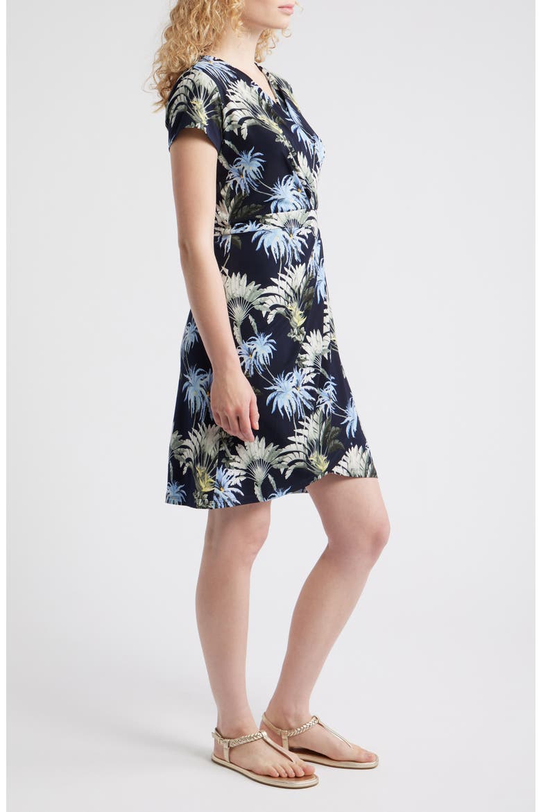 Carmela Paradise Palms Faux Wrap Dress, Alternate, color, COASTLINE