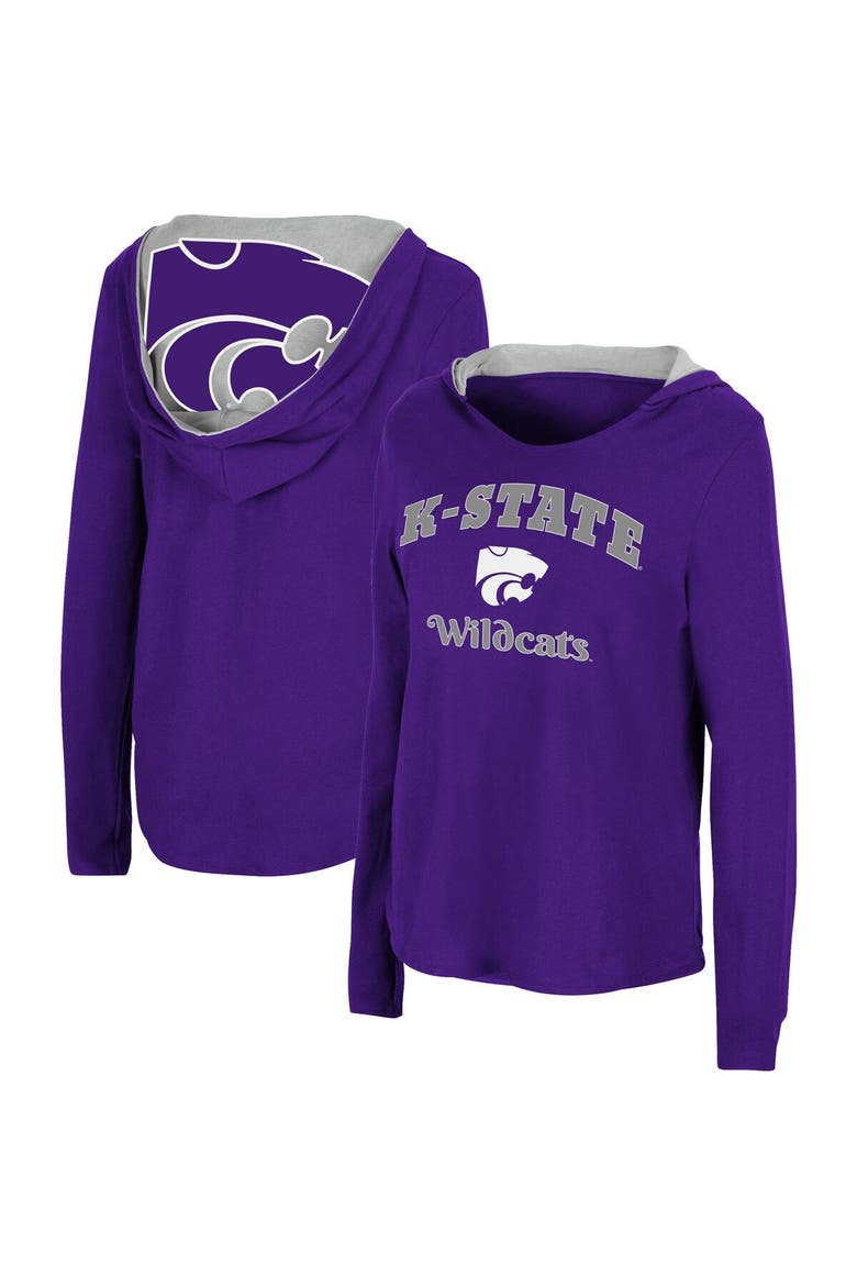 Women's Colosseum Purple Kansas State Wildcats Catalina Hoodie Long Sleeve T-Shirt, Main, color, Purple