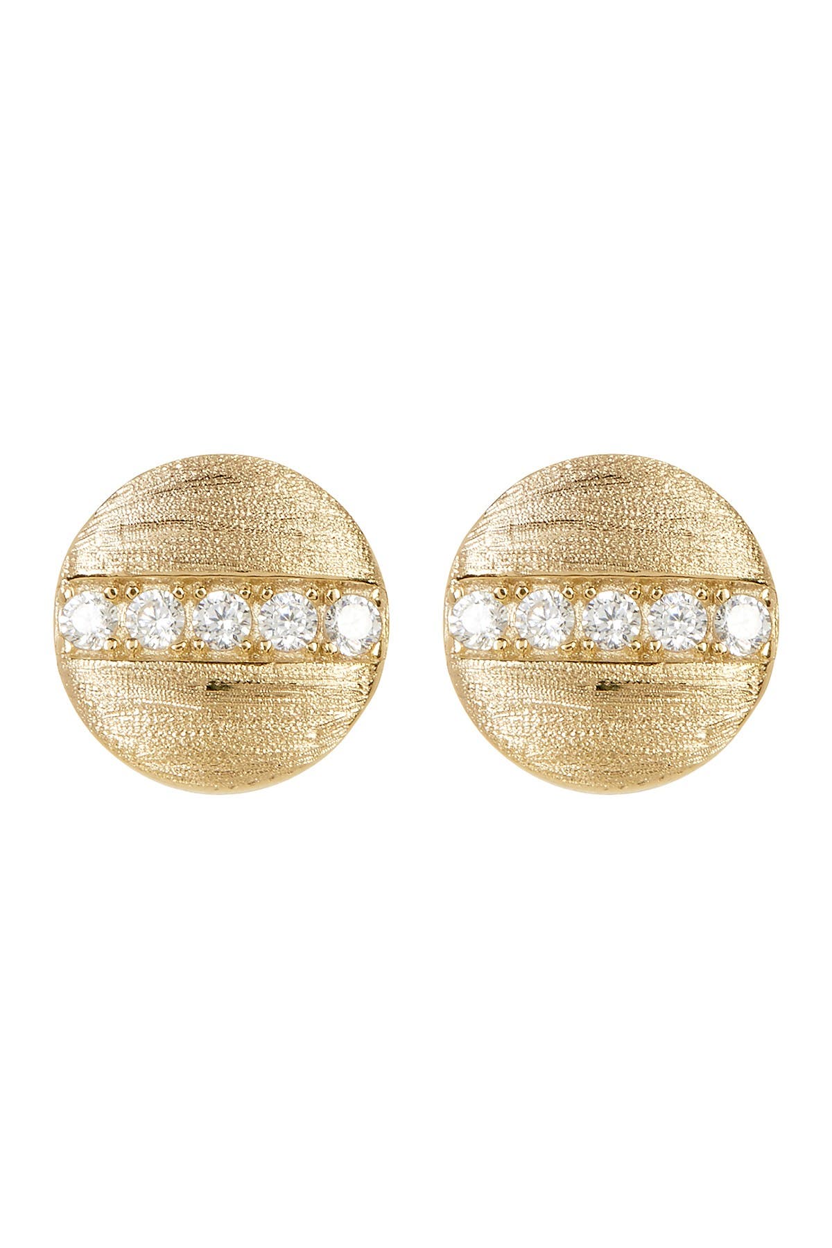 Adornia 14K Yellow Gold Plated Swarovski Crystal Accented Coin Stud Earrings