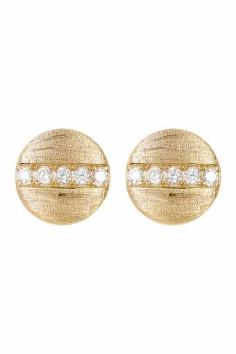 Adornia 14K Yellow Gold Plated Swarovski Crystal Accented Coin Stud Earrings