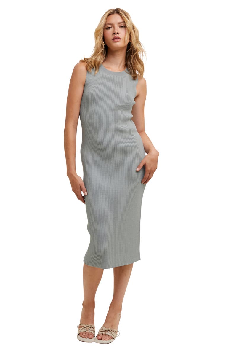 Rib Knit Midi Dress, Alternate, color, G.MINT